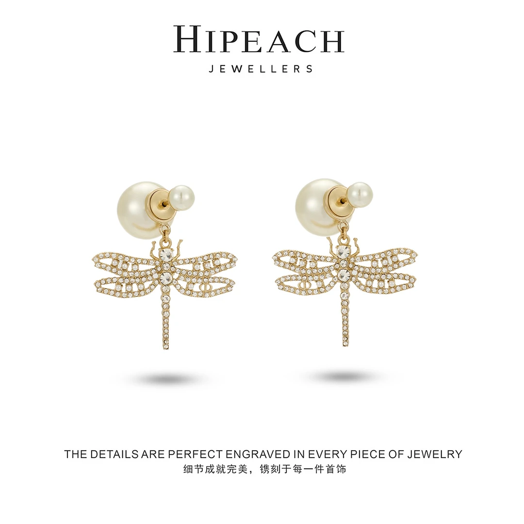 镀K金 ♠天天♠蜻蜓珠珠耳环HTJF0093