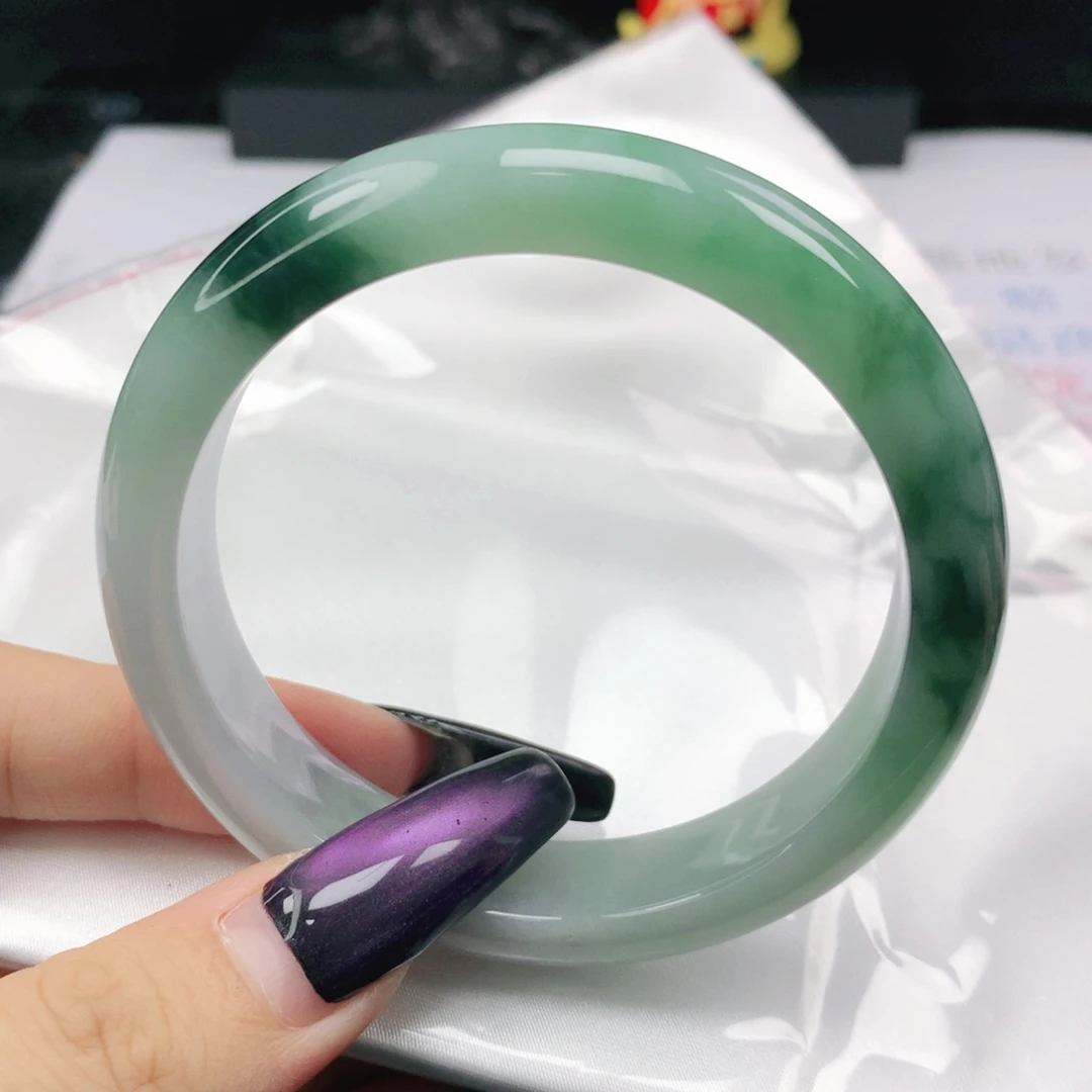 未镶嵌手镯翡翠翡翠57.4飘深花正圈