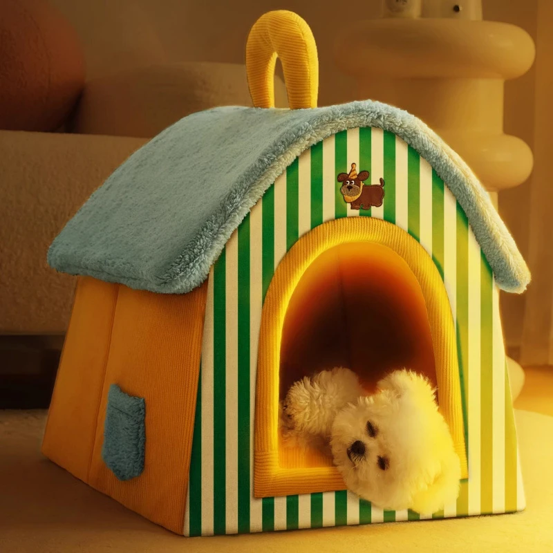 狗窝冬季保暖中小型犬柯基柴犬狗房子封闭式可拆洗垫宠物窝泰迪床