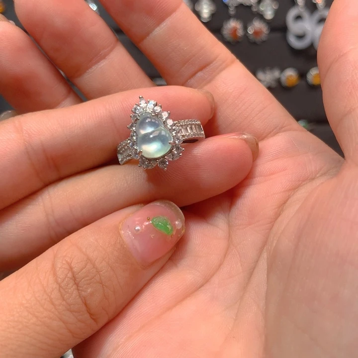 s***o翡翠银S925镶嵌戒指戒指