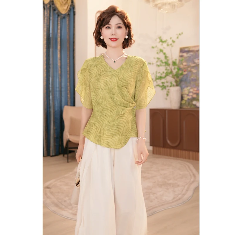 2025新款妈妈装夏季时尚气质中年女装宽松洋气小衫套装