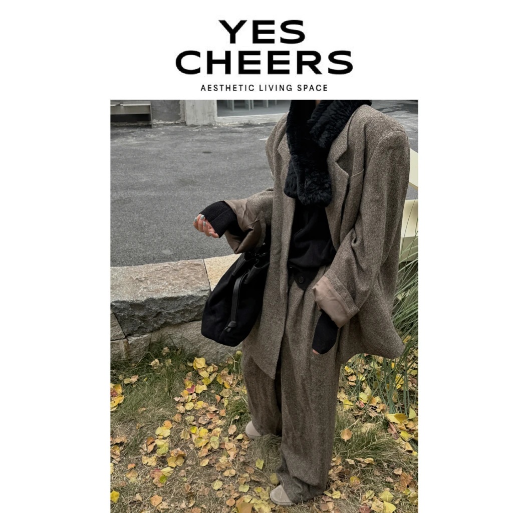 悦是YESCHEERS【隐奢主义】后松紧腰西裤 9216