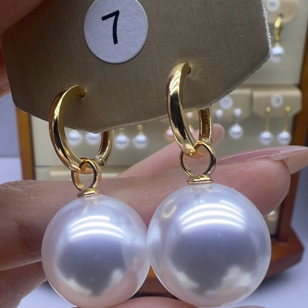 淡水珍珠银S925镶嵌耳饰