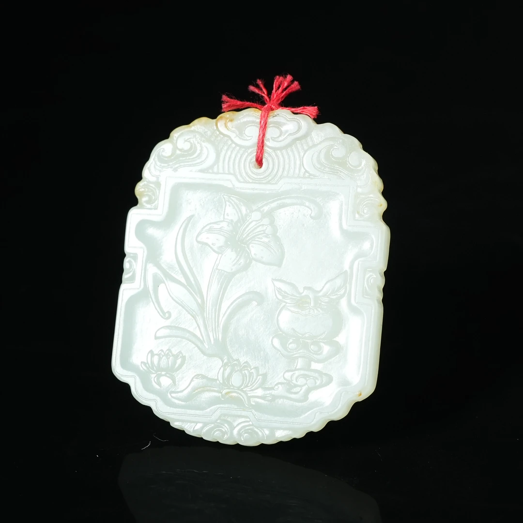 清代和田玉花卉纹吉语牌【华豫之门】WDZC4A2501091001