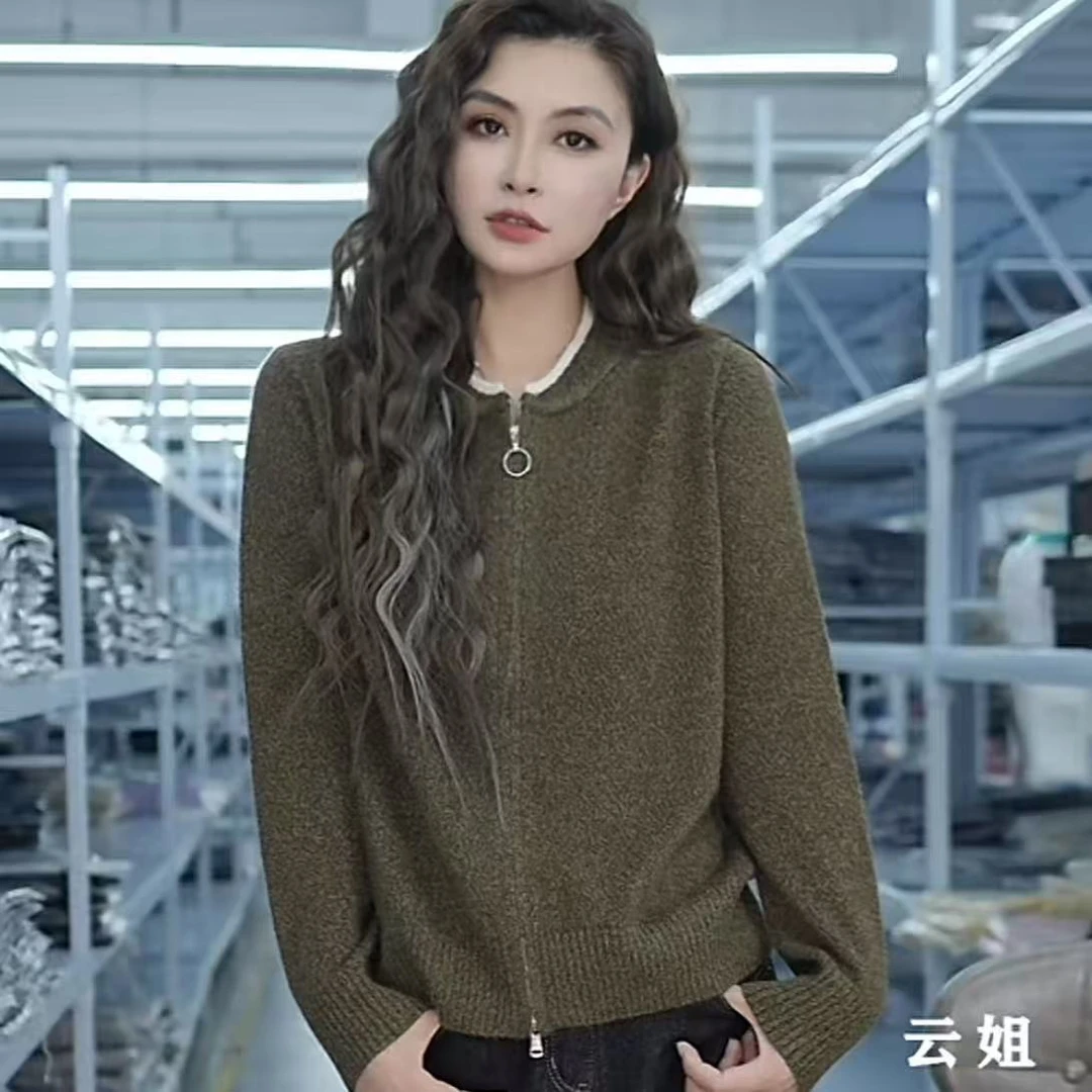 【例畔精选】2025新款时尚高级感气质圆领纯色百搭针织开衫A828#