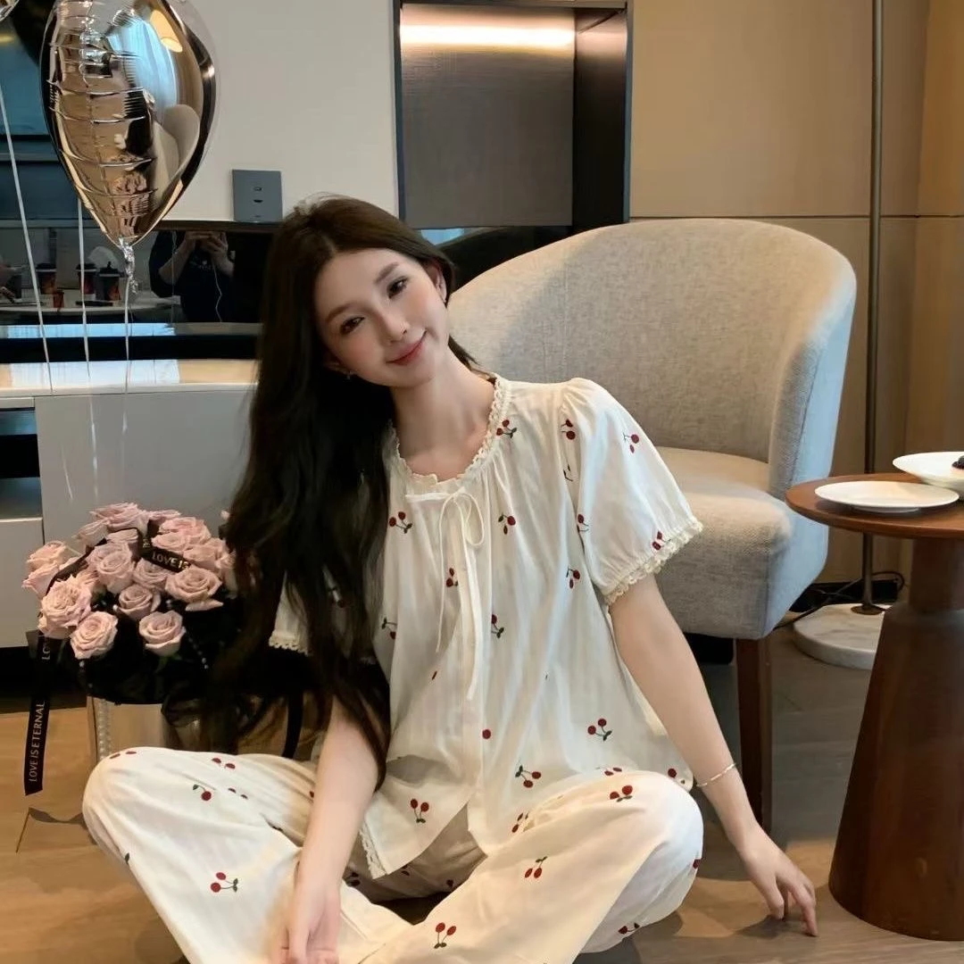 编号601-699品牌睡衣 女春秋夏季短袖高级感家居服套装