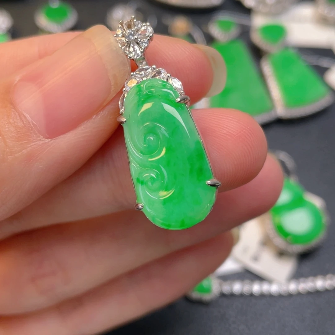 翡翠银S925镶嵌吊坠(不含链)