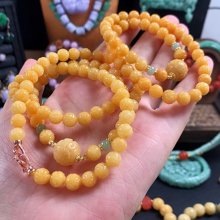 ****翡翠未镶嵌颈饰套装项链