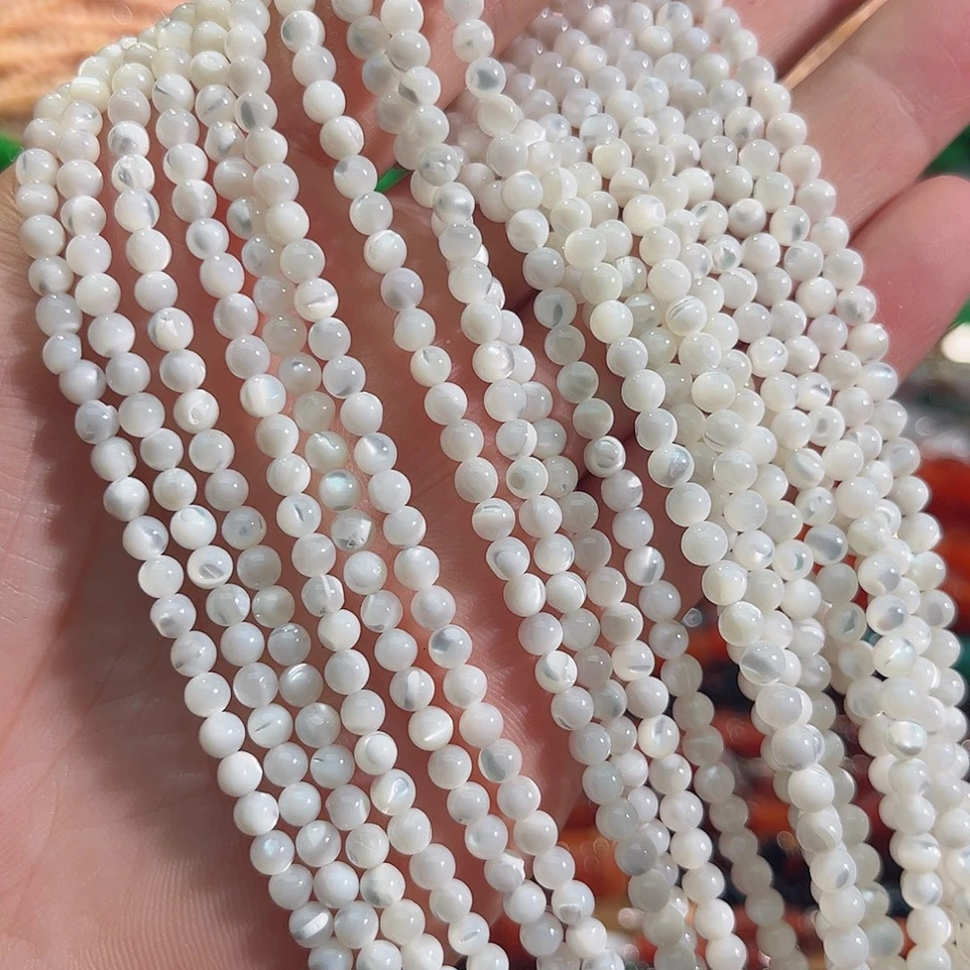 玛瑙/玉髓未镶嵌珠宝半成品白蝶贝一条4mm