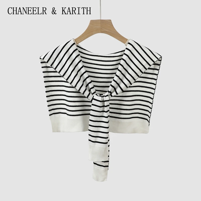 CHANEELR & KARITH围巾女2025新款时尚休闲针织条纹简约洋气披肩