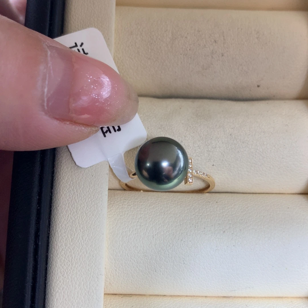 18K金镶嵌海水珍珠戒指