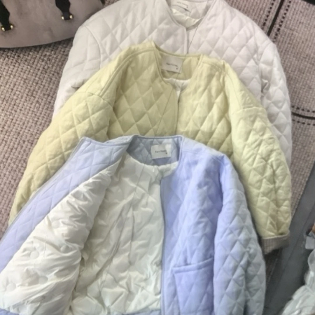 欧阳#韩版菱形格外套