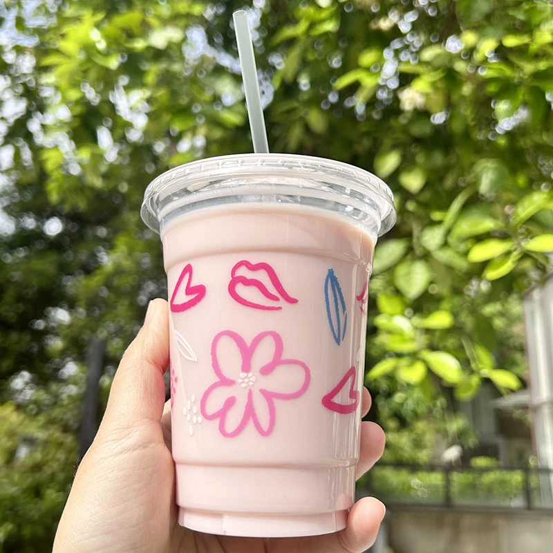 瑞幸同款PET冷饮杯一次性透明塑料杯柠檬茶咖啡杯带盖奶茶店商用
