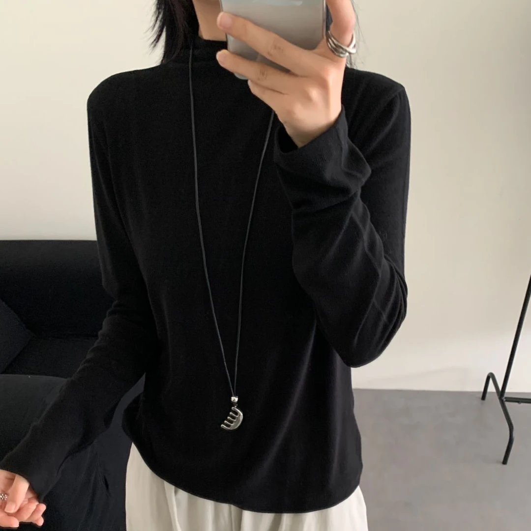 【硕和集】 915383半高领羊毛舒适纯色打底