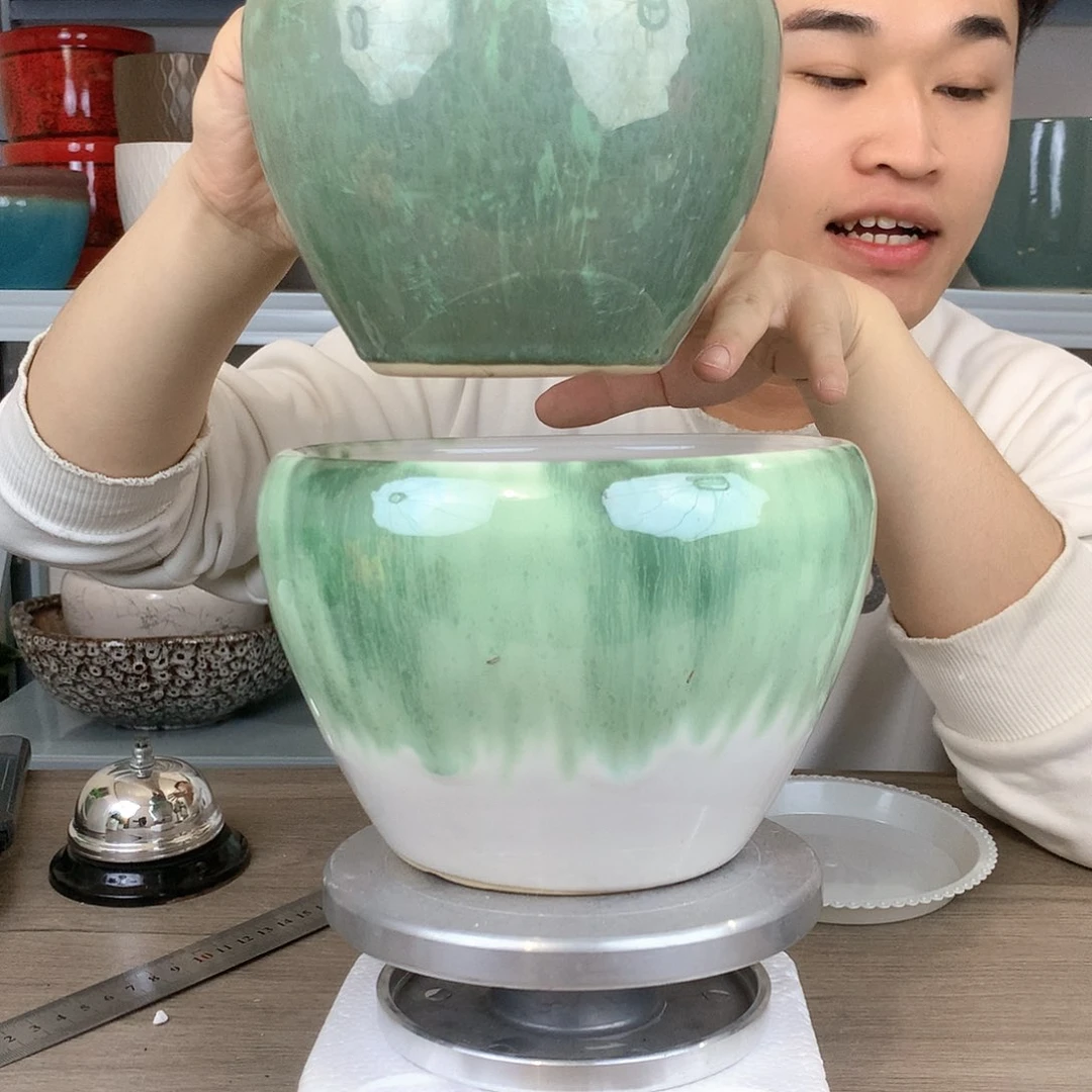 红陶绿色苹果16x13➕小苹果绿色14x12一共两个花盆