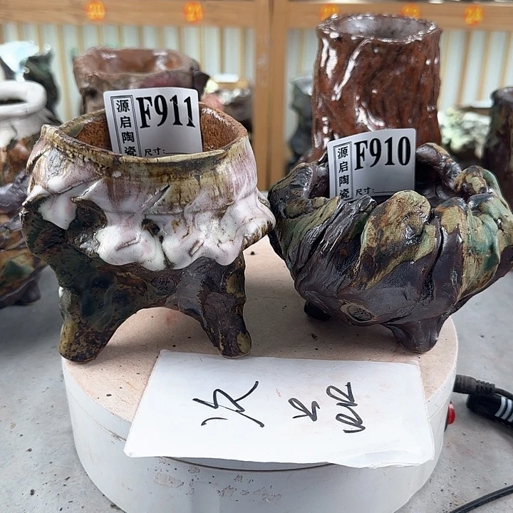 紫砂花盆景德镇陶瓷多肉花盆910-911