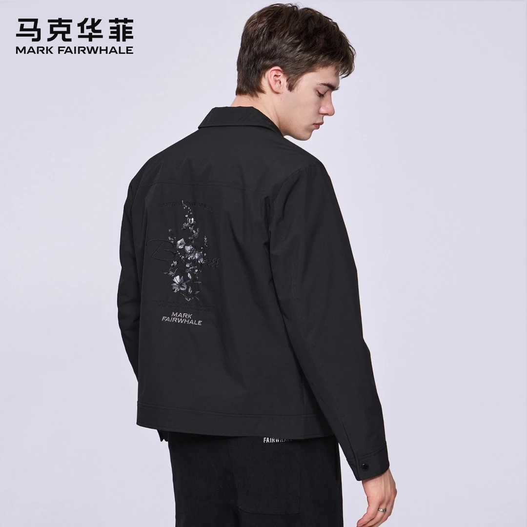 【背部刺绣】马克华菲翻领休闲夹克男装2025秋季新款潮流防风外套