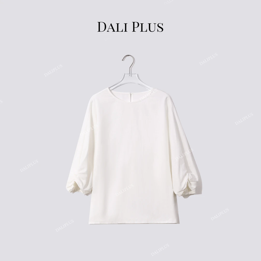 DALI PLUS“轻氧上衣”高克重天丝+亚麻后系带宽松衬衫-D5CH4239