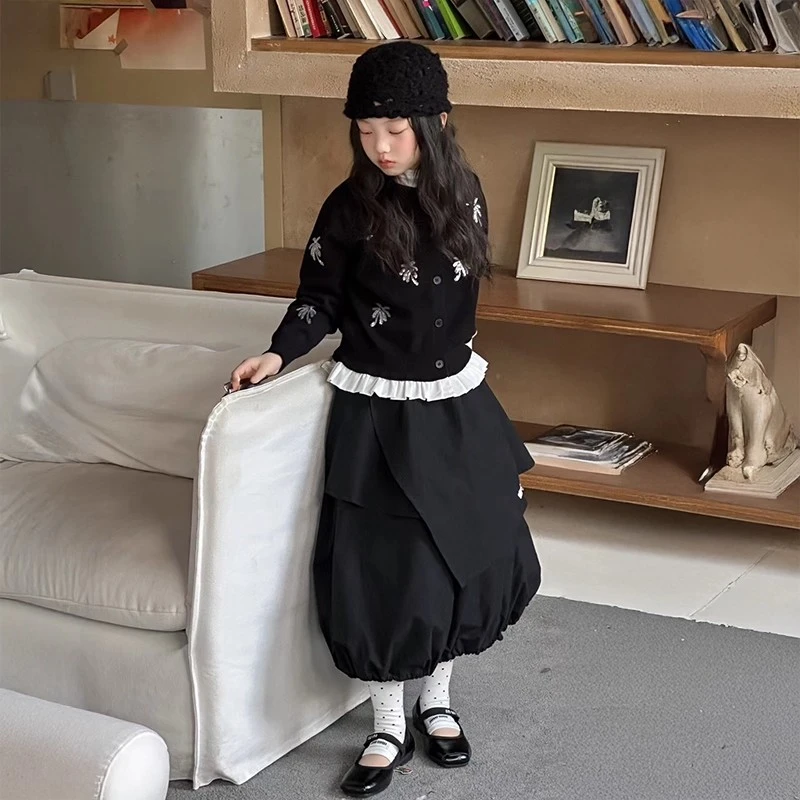 女童开衫套装秋季2025新款女孩大童洋气开衫外套儿童秋装韩系裙子