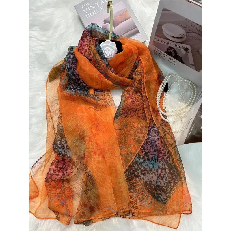 优柔纱130x180左右丝巾沙滩巾时尚百搭显气质女士丝巾秋冬 1-202