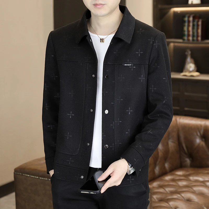 高档翻领夹克外套男士春季新款潮流褂子时尚百搭上衣品质男装8359