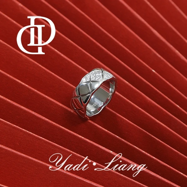 925银戒指 梁雅帝新品【十字菱格小香风】气质百搭时尚纯银戒指