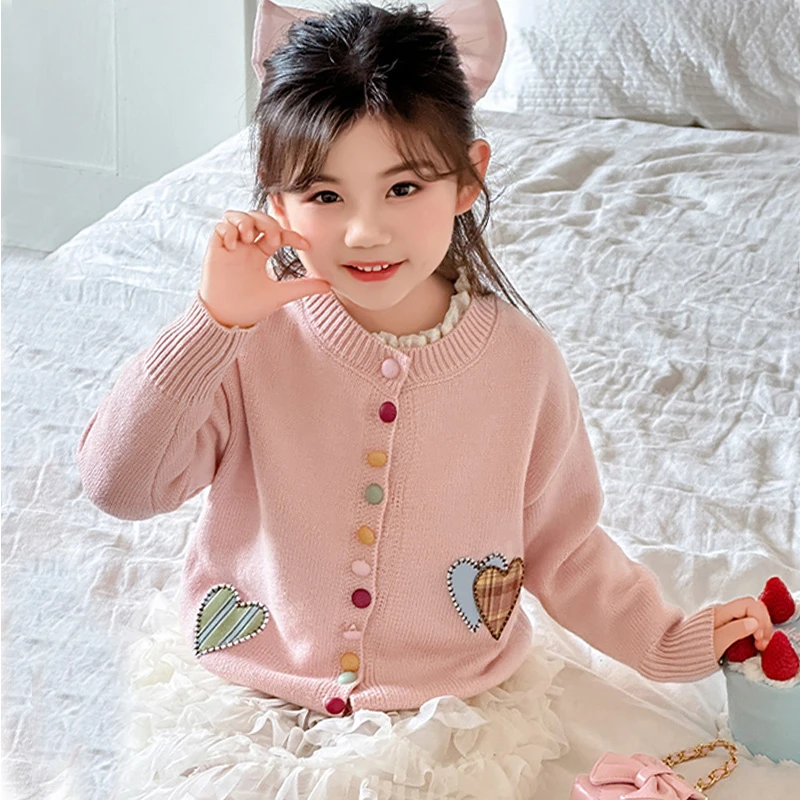女童针织开衫毛衣2025新款秋季儿童时髦洋气外套上衣外搭线衣秋冬