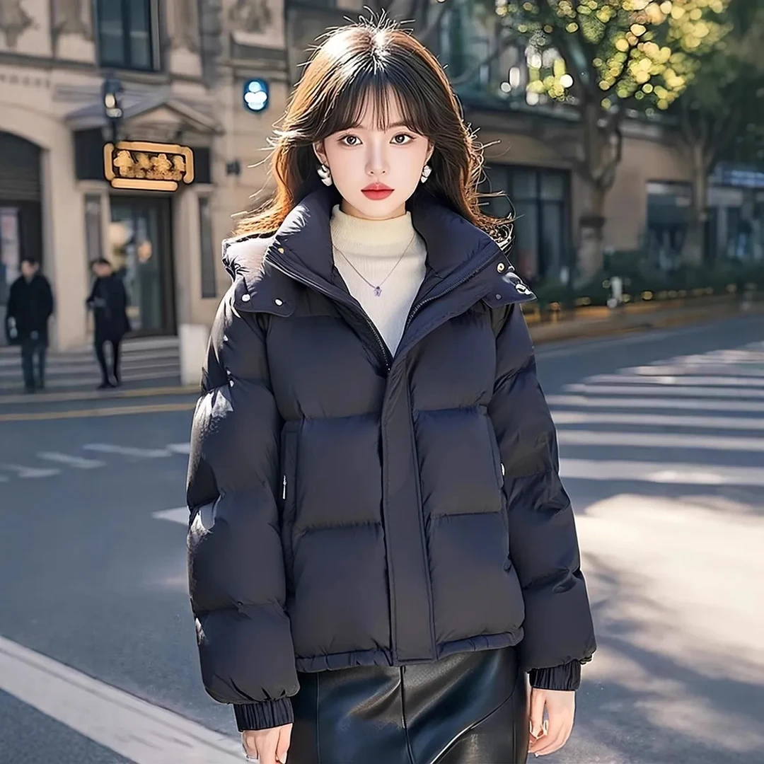 沐卿桐美拉德加厚泡芙面包服女棉服新款小个子连帽保暖短款外套