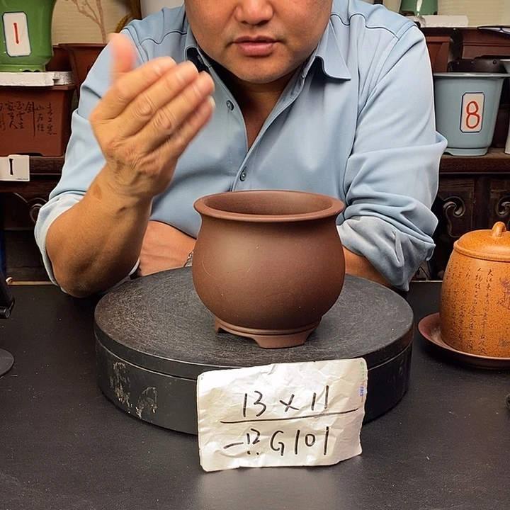 紫砂花盆货号一只G101