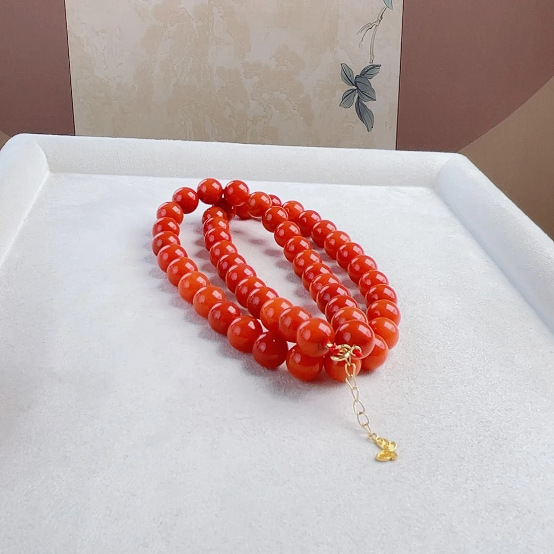 南红玛瑙18K金镶嵌颈饰南红
