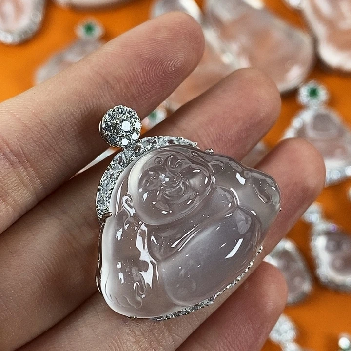 石英质玉银S925镀金镶嵌颈饰