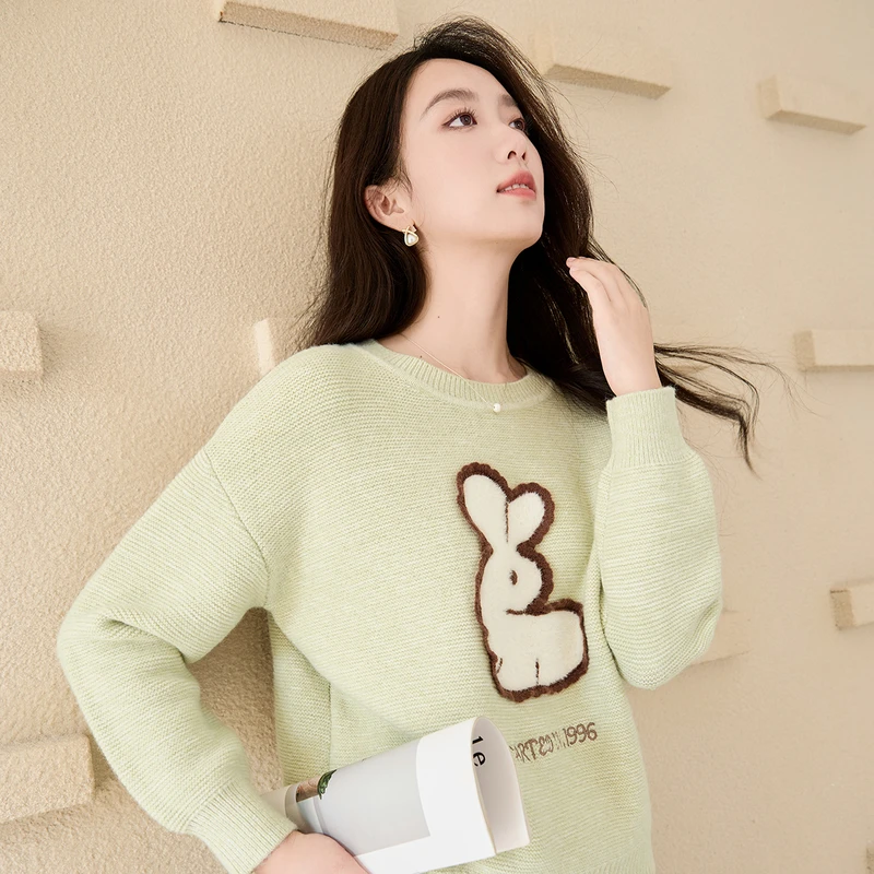 【直播专享】N844176毛衣 香影卡通兔子毛衣女套头秋冬新款