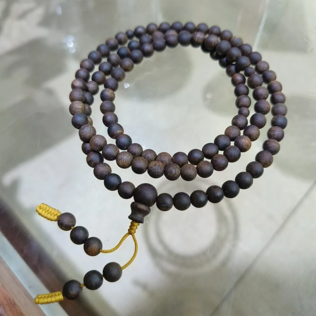 【海南绿棋全沉水级108】沉香颈饰108沉香6mm