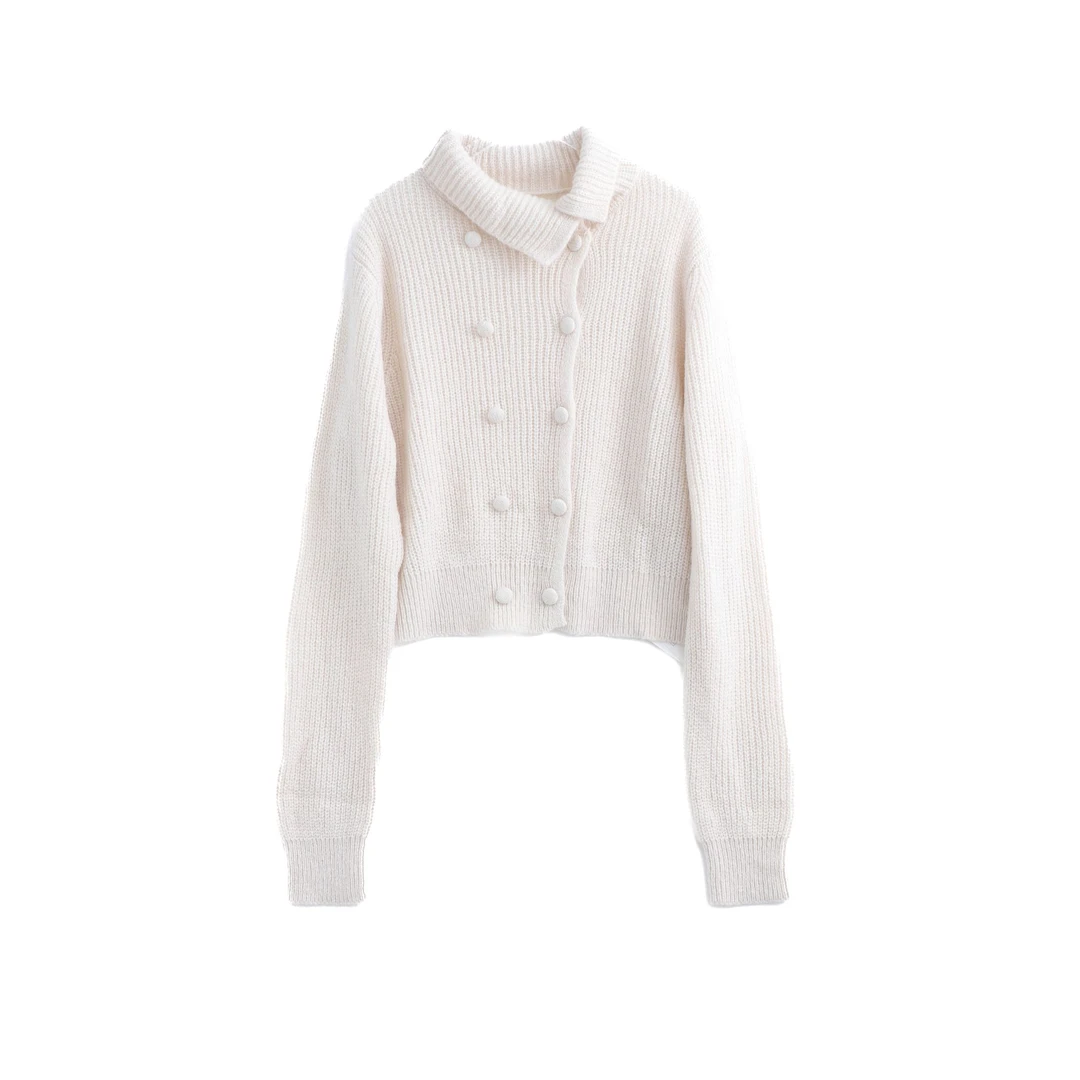 媛媛 【纽伦港暖秋】早秋韩系立领慵懒风针织时尚毛衣#M0542