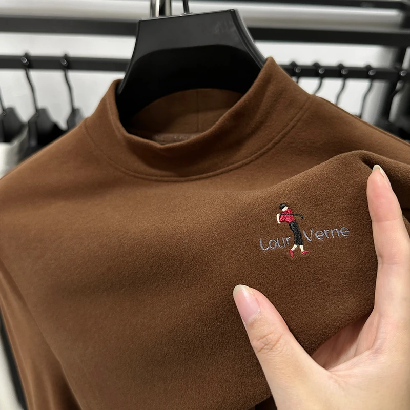 BOY NORMAN高端双面德绒打底衫男秋冬内搭半高领磨毛休闲百搭t恤