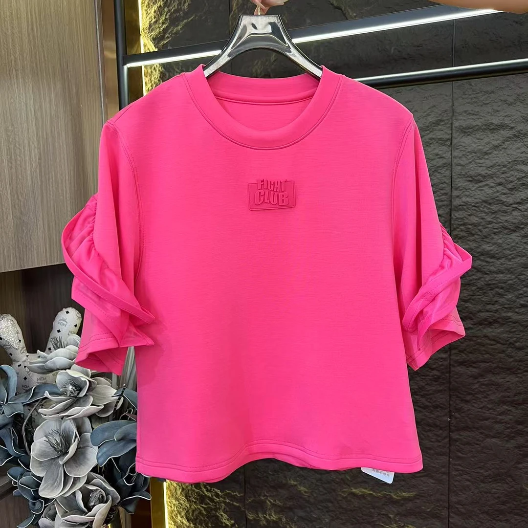 （果果专属）休闲多巴胺休闲百搭女士夏季宽松圆领T恤上衣A262