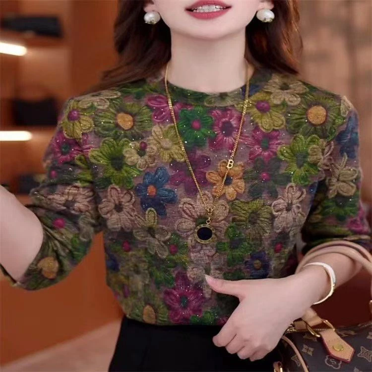 洋气秋冬高领上衣时尚加绒显瘦加厚长袖新款保暖气质打底T恤妈妈