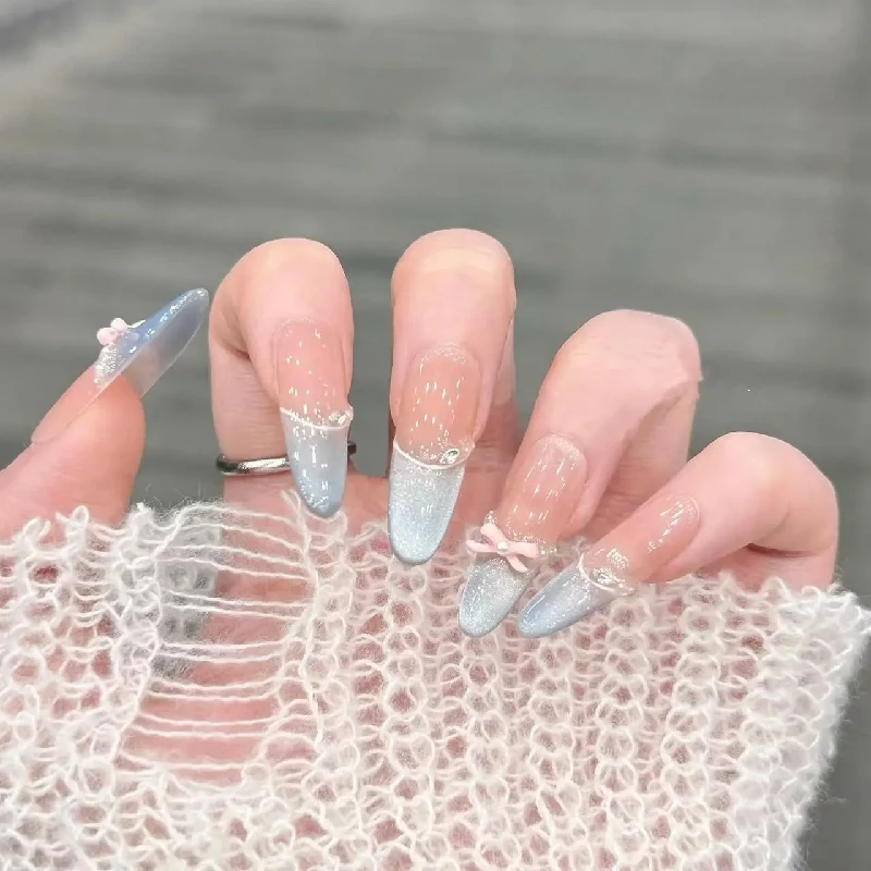 细闪长尖温柔风法式甜美纯欲仙女穿戴甲显白美甲贴片穿戴式气质款