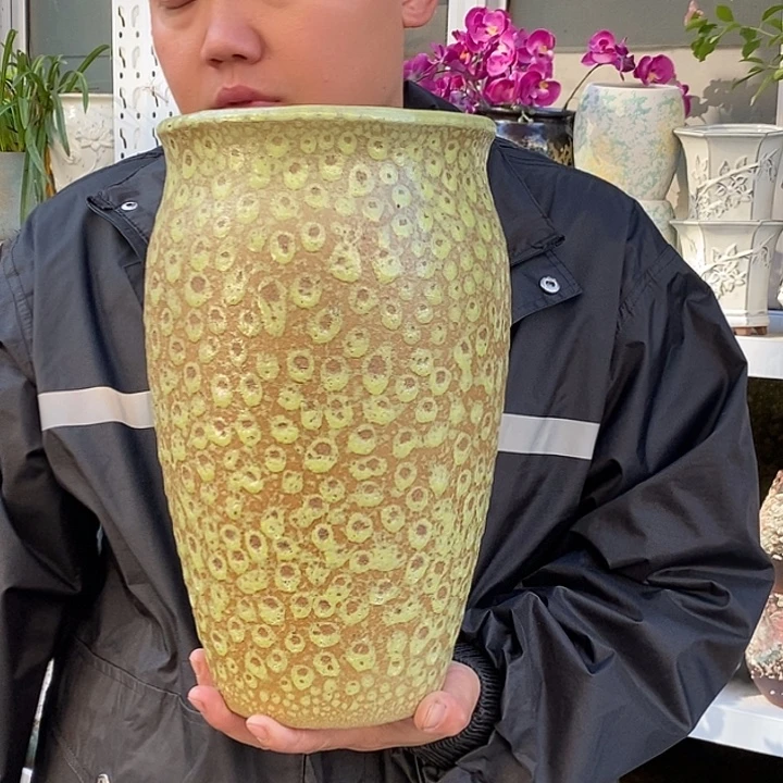 紫砂花盆口吃19高33正品