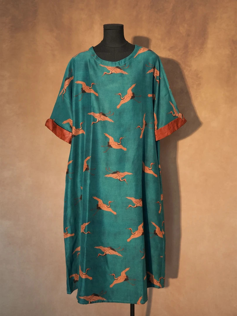 【十三郎】2025新中式真丝新款印花袍子连衣裙241348