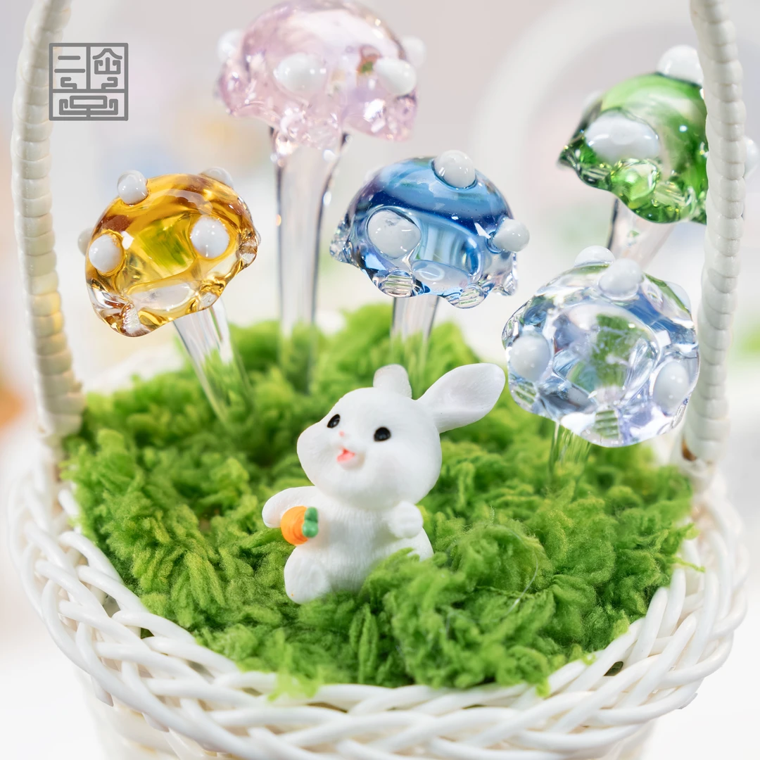 二仚堂淄博琉璃《小花篮》博山琉璃多规格纯手工灯工网红琉璃摆件