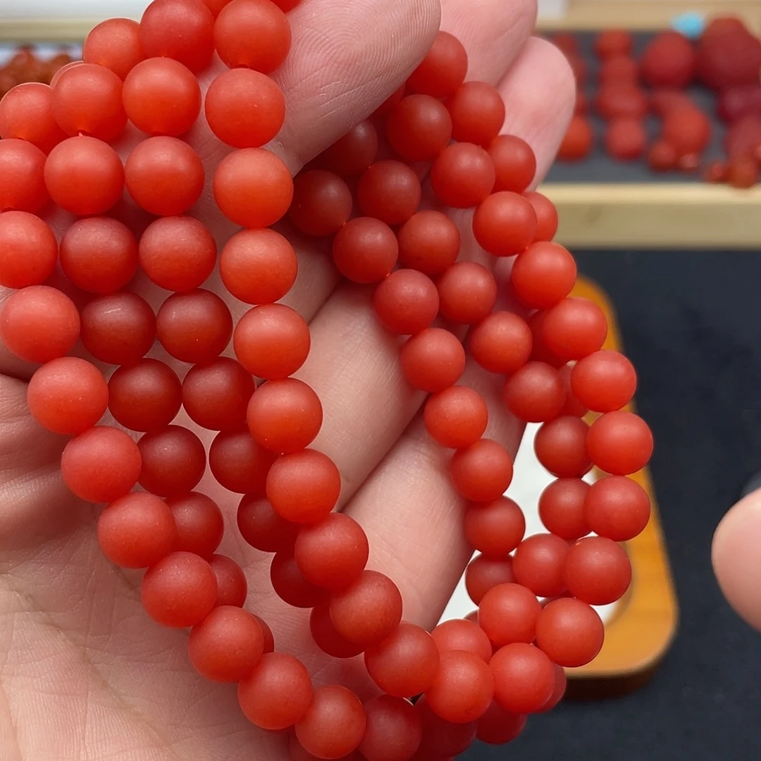 南红玛瑙6号保山柿子红哑光卡8长链未镶嵌