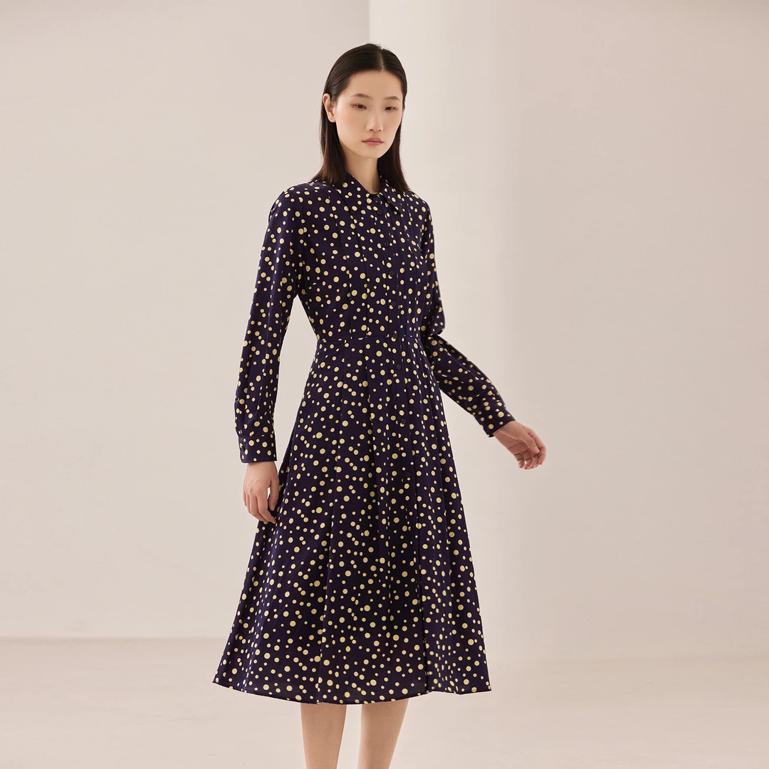 【粉丝专享】其用/桑蚕丝 趣味波点连衣裙 6QM35724