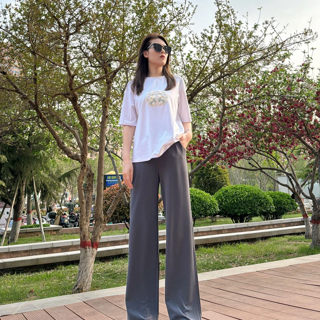 清【高个子休闲裤】时尚高腰休闲裤女显瘦阔腿裤春夏款宽松拖地ZB1