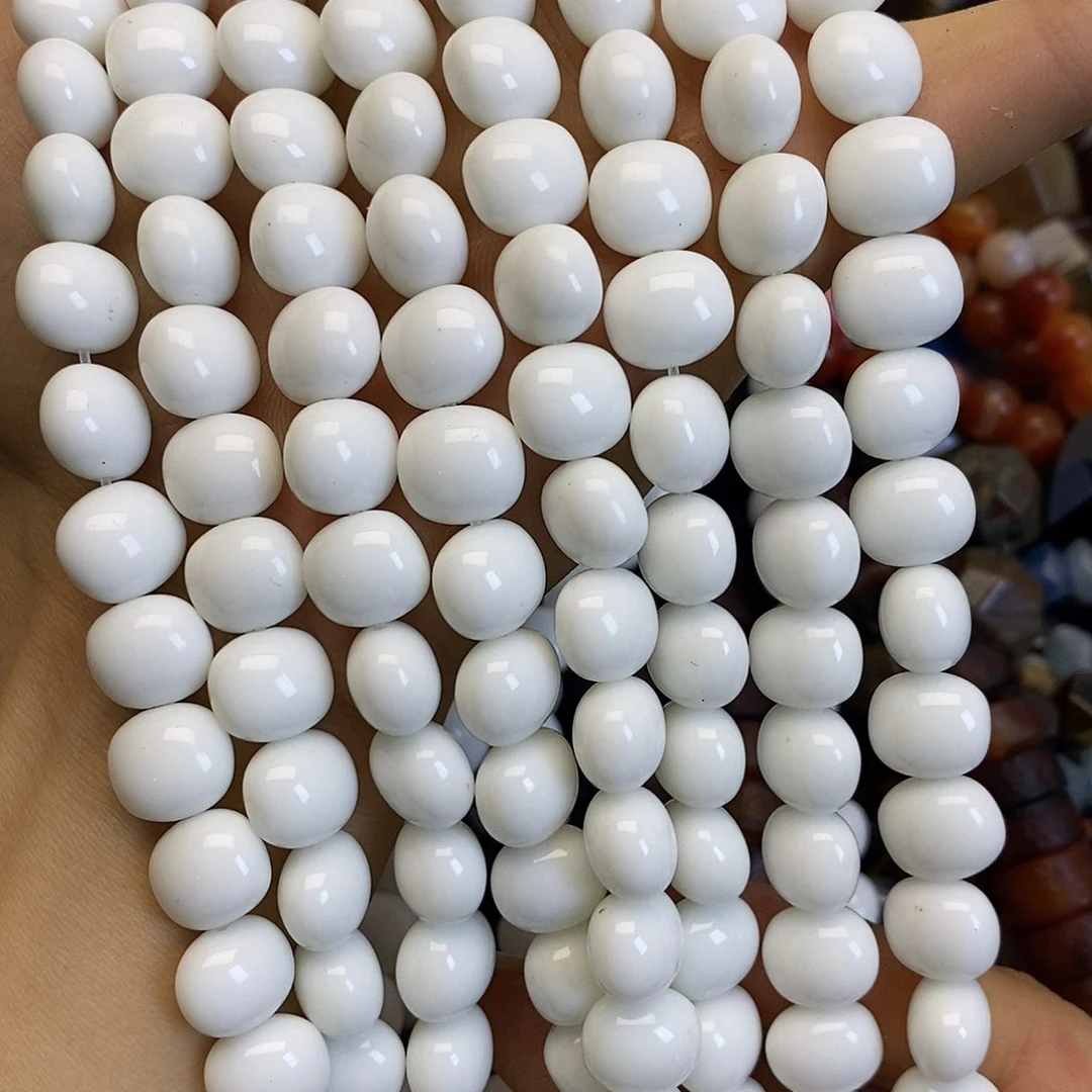 玛瑙/玉髓合金珠宝半成品瓷白玛瑙一条