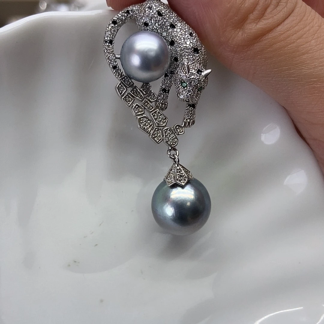银S925镶嵌海水珍珠吊坠(不含链)