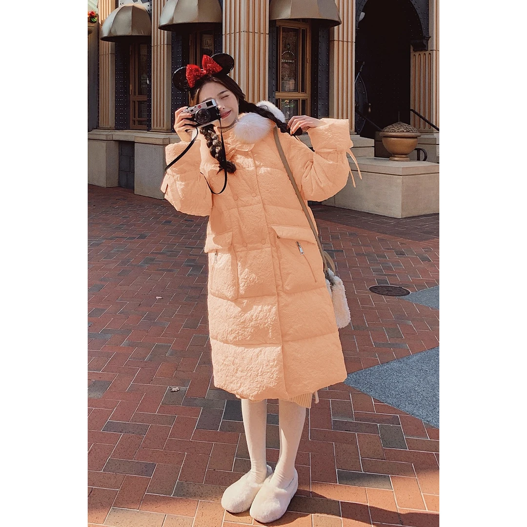 DUCURNO长款羽绒服女冬季2025新款时尚加厚保暖过膝百搭收腰外套