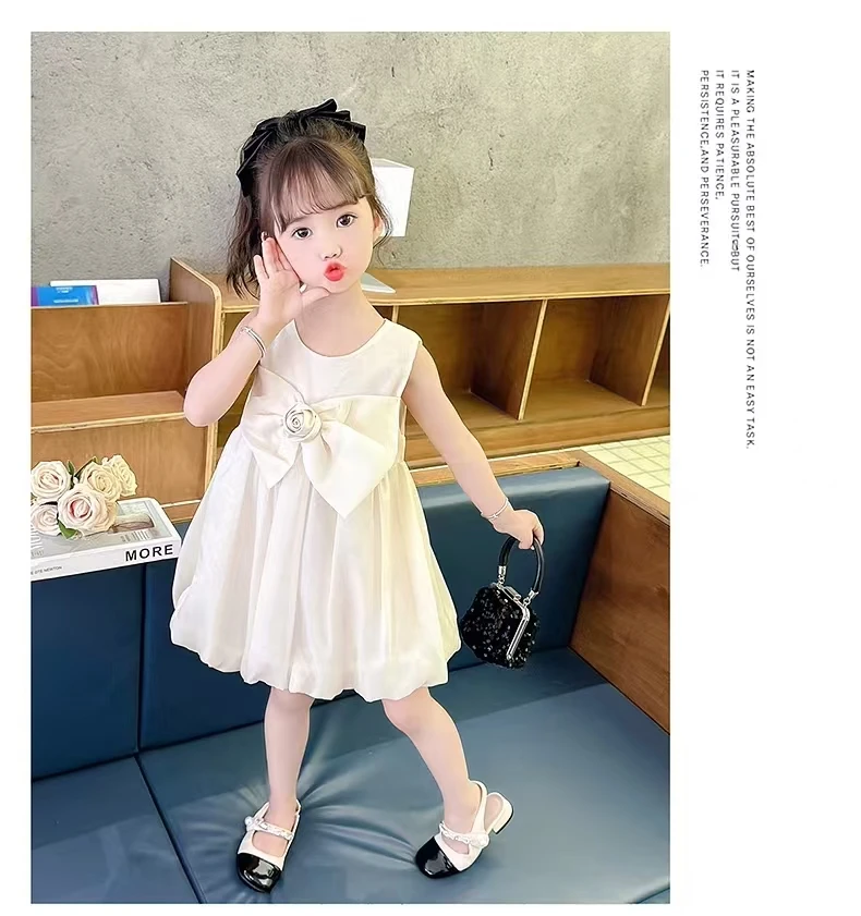 8608蝴蝶结女童夏季连衣裙新款时髦女宝宝韩版洋气公主裙夏