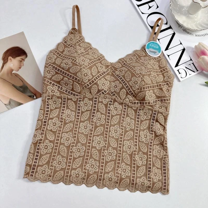 XX/-法式蕾丝乳胶磨绒吊带背心- 2010