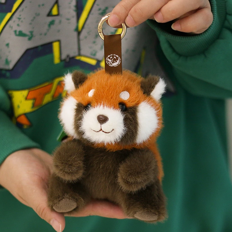 正版仿水貂毛棕小熊猫布条小挂件毛绒玩具公仔成都基地同款质量好